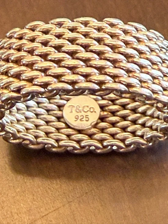 Tiffany & Co. Silver 925 Mesh Ring and Signature Pouch Size 6 - Picture 5 of 8